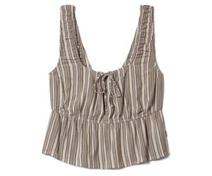 Brixton - Women's The Abigail Tie Top Viscose - Top, Gr. M, braun/grau (WornInRobustRedStripe)