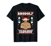 Brodolf Funny Christmas Buff Rentier Gym Bodybuilding Xmas T-Shirt