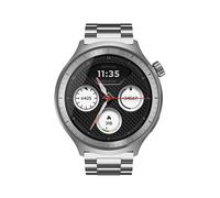 Brodos Motorola Moto Watch (1,43"-OLED-Display (rund), Gorilla Glass 3, IP68, bis zu 13 Tagen Akku-Power, BT 5.3, 512 MB, Android) Stainless Steel + Metall- und Silikonarmband, inkl. Ladestation
