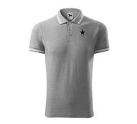 BroiderStudio Star David Bowie Black Dunkelgrau Gesticktes Ursprünglich Entwurf Emblem Polo Hemd Prämie Klasse Männer Size M