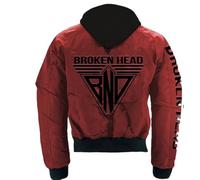 Broken Head Bomberjacke BND Logo Mit Abnehmbarer Kapuze - Fliegerjacke - Freizeit-Jacke - Hoodie (DE/NL/SE/PL, Alphanumerisch, L, Regular, Regular, Rot)