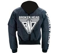 Broken Head Bomberjacke BND Logo Mit Abnehmbarer Kapuze - Fliegerjacke - Freizeit-Jacke - Hoodie (DE/NL/SE/PL, Alphanumerisch, XXL, Regular, Regular, Schwarz)