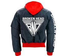 Broken Head Bomberjacke BND Logo Mit Abnehmbarer Kapuze - Fliegerjacke - Freizeit-Jacke - Hoodie (DE/NL/SE/PL, Alphanumerisch, XL, Regular, Regular, Schwarz-Rot)