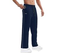 BROKIG Gerade Hose Herren Laufhose Lang Hose Offener Beinabschluss,Loser Passform Sporthose Herren Freizeithose mit Taschen Komfortable Trainingshose für Männer (Marine,XL)