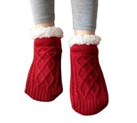 KIJSKKOPO 3 Paar Slipper Socken mit Griff,Zopfmuster,Flauschige Socken,gemütliche Fleece gefütterte Bettsocken,rutschfeste Winter Wollsocken,warme,hochwertige,weiche Schlafsocken,Geschenke für Damen