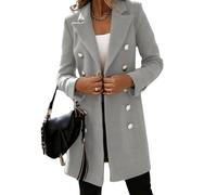BROLEO Damen Zweireiher Mantel,modisch,exquisiter Slim Fit Trenchcoat,elegant,isoliert,Dufflecoat,Oberbekleidung,Mischung,Jacke,Winter,Herbst,Frühling,Mäntel,Geschenke für Damen,Grau,L