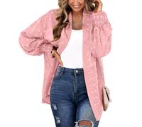 BrOleo Elegante Mesh Jacquard Hemden für Damen,Oberteile,Boho Ballon,Lange,transparente Bluse,schickes,vorne offenes Strand Cover Ups,modisch,lässig,Büro,leicht,Oberbekleidung für Mädche