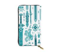 BROLEO Helm of Awe Prints Leder Lange Clutch Geldbörse für modische Mädchen und Frauen - langlebig, stilvoll und funktional, Schwarz , Einheitsgröße