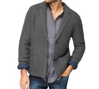 BrOleo Herren Cardigan,einfarbig,Reverskragen,grob gestrickt,Blazer Cardigan,klassisch,langärmelig,geknöpfte Cardigans,Jacke,warm,dick,vorne offen,Herbst/Wintermantel,Oberbekleidung,L