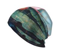 BROLEO Melting Lotus Background Prints Erwachsene Strickmütze Casual Bean Cap Elastische Krempe Hut Unisex Schwarz