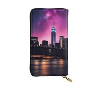 BROLEO New York Night Sky Prints Leder Lange Clutch Geldbörse für modische Mädchen und Frauen - langlebig, stilvoll und funktional, Schwarz , Einheitsgröße
