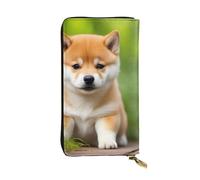 BROLEO Niedliche Shiba Inu Geldbörse mit Hundebild, Leder, lang, für modische Mädchen und Frauen, langlebig, stilvoll und funktional, Schwarz , Einheitsgröße