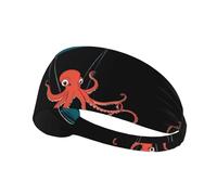 BROLEO Octopus on a Hang Glider Printing Sports Headband for Women Sweat Proof Bandeau Summer Elastic Band