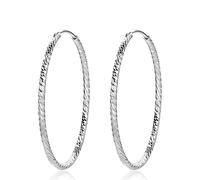 BROLEO Ohrstecker Silber 925,Minimalistische Leichte Gedrehte Übergroße 36-Mm-Creolen Aus 925Er-Sterlingsilber Handgravierte Ohrringe Kreis-Ohrringe Für Damen Und Mädchen Party Büro Charm-Schmuck