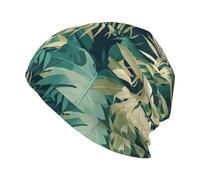 BROLEO Palmengrüne Blätter Drucke Erwachsene Strickmütze Casual Bean Cap Elastische Krempe Hut Unisex