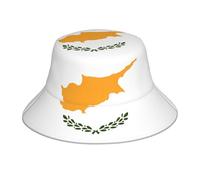 BROLEO Reflektierender Fischerhut mit Flagge von Zypern, stilvolles und funktionales doppelseitiges Design für Sonnenschutz, Schwarz, Einheitsgröße