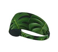 BROLEO Sport-Stirnband für Damen, tropisches grünes Blättermuster, schweißfest, Bandeau-Sommer, elastisches Band