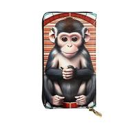 BROLEO The Silent Monkey Prints Leder-Clutch-Geldbörse für modische Mädchen und Frauen - langlebig, stilvoll und funktional, Schwarz , Einheitsgröße