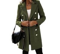 BrOleo Zweireihiger Mantel für Damen,modisch,exquisiter Slim Fit Trenchcoat,elegant,isoliert,Dufflecoat,Oberbekleidung,Mischung,Jacke,Winter,Herbst,Frühling,Mäntel,Geschenke für Damen,grün,M