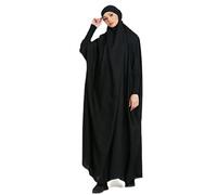 BRONG Abaya Muslim Damen Gebetskleidung für Frauen Hijab Kleider Gebet Jilbab Kleidung für Muslimische Kleid Damen Burka Ganzkörper Damen Lange Ärmel Beten Niqab Roben Schwarz