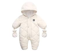 BRONG Baby Schneeanzug Overall mit Füßen Winter Fleece Strampler Kapuzenpullover Mantel Warm mit Handschuhen Reißverschluss Jumpsuit Outfits