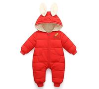 BRONG Baby Schneeanzug Overall Winter Kleinkind Kapuze Jumpsuit, Kleinkind Jungen Dickes Warm Strampler Fleece Outwear Mantel Baby Mädchen Outfits Schnee Tragen Sie