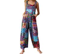 BRONG Damen-Overall, lässig, lockere Latzhose, weiche Baumwolle, Leinen, Overall, Baggy-Spielanzug, verstellbare Träger mit Taschen, S