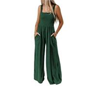 BRONG Latzhosen für Damen Sommer Riemchen Overall Frauen mit Tasche Lose Fit Lässig Latzhose Jumpsuit Lang Hose Strampler Grün S