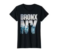 Bronx NYC New York City Skyline Illustration Graphic Design Preisgünstiges Grafik-T-Shirt, Damen, Schwarz, XL