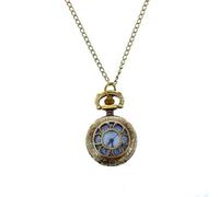 Bronzefarbene Taschenuhr mit Floraler Textur und Hunter-Gehäuse, Taschenuhr für Damen mit Halskette