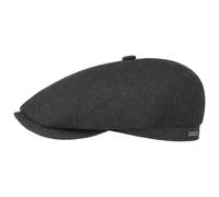 Stetson Brooklin Wool Cashmere Flatcap Herren - Made in EU - Mütze mit Futter aus Baumwolle - Unifarbene Schirmmütze - Schiebermütze mit Schurwolle und Kaschmir - Herbst/Winter anthrazit 59 cm