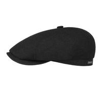 Stetson Brooklin Wool Cashmere Flatcap Herren - Made in EU - Mütze mit Futter aus Baumwolle - Unifarbene Schirmmütze - Schiebermütze mit Schurwolle und Kaschmir - Herbst/Winter schwarz 61 cm