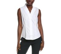 Brooks Brothers Bügelfreie Stretch-Bluse für Damen, ärmellos, Rüschenausschnitt, Weiss/opulenter Garten, 38