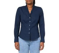 Brooks Brothers Bügelfreie Stretch-Bluse für Damen, langärmelig, Rüschenausschnitt, Navy, 40