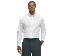 Brooks Brothers Herren Bügelfreies Stretch-Oxford-Hemd mit Langen Ärmeln, kariert, Weiß/Violett, L