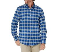 Brooks Brothers Herren Bügelfreies Stretch Oxford Sport Shirt Langarm Karo Hemd mit Button-Down-Kragen, Hellblau/Weiß, L