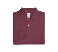 Brooks Brothers Herren-Poloshirt aus Supima-Baumwoll-Piqué-Stretch-Logo, langärmelig, Dunkelrot meliert, L