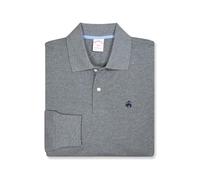 Brooks Brothers Herren-Poloshirt mit Original-Passform, Netz-Baumwolle, langärmelig, 207498 Heather Grey/Navy, Mittel