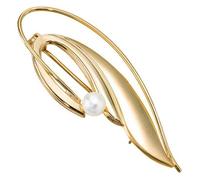 Brosche 585 Gold Gelbgold mattiert 1 Süßwasser Perle Perlenbrosche