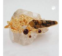 Brosche Anstecknadel 29x74mm tigerbraun goldfarbig