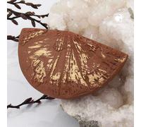 Brosche Anstecknadel 37x70mm Fächer braun-gold-strich Kunststoff