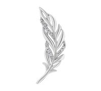 Brosche Anstecknadel Sterlingsilber Feder Zirkonia Steine Accessoires Echtschmuck