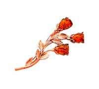 Brosche aus vergoldetem 925 Silber in Form eines Tulpenstraußes mit Bernsteinen Golders