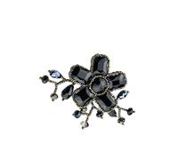 Brosche "Blumenranke", Damen, schwarz, Glas, COLLEZIONE ALESSANDRO, Broschen Brosche, in Blumenform (96010426-0) schwarz