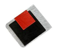 Brosche DEMARIE "Kragenklemme aus Aluminium gebürstet + gewolkt", rot, Broschen, Damen, Metall, Brosche (98537035-0)