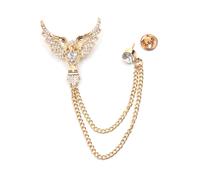 Brosche FIRETTI "Schmuck Geschenk Ansteckschmuck Gliederkette Flügel glitzernd", gold (gelbgoldfarben,,, kristallweiß, kristallweiß), Broschen, Damen, Metall, Brosche, mit Glasstein (90687400-0) gelbg