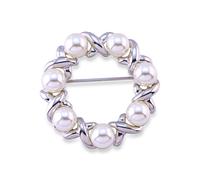 Brosche FIRETTI "Schmuck Geschenk Ansteckschmuck Perlenbrosche", weiß (metallfarben, weiß), Broschen, Damen, Metall, Brosche, mit Glasperle (14131365-0)