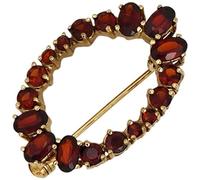Brosche Granat 375 Gold Gelbgold 18 Granate rot Goldbrosche Granatschmuck