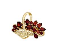 Brosche JOBO "Goldbrosche Korb", gelbgold 333, rot, Broschen, Damen, Gelbgold 333, Brosche, 8 Karat 333 Gold mit Granat (30685714-0) gelbgold 333, rot
