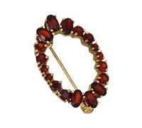 Brosche JOBO "Granatbrosche 28 mm", rot (rot, rot), Broschen, Damen, Gelbgold 375, Brosche, 375 Gold mit Granat (89074744-0) rot, rot